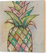 Pineapple Gold Wood Print