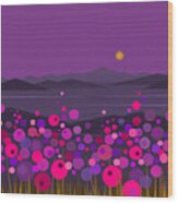 Pink And Purple Flowers Wood Print