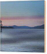 Pink Clouds And Sunset Over Lake Wood Print