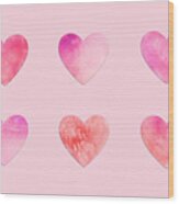 Pink Hearts Wood Print