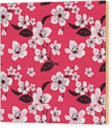Pink Sakura Cherry Tree Flower Blooms - Hawaiian Floral Pattern Wood Print