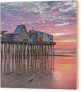 Pink Sunrise At Old Orchard Beach Wood Print