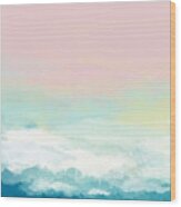 Pink Sunset Abstract Art Wood Print