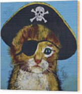Pirate Kitten Wood Print