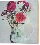 Pitcher Of Flowers Portrait Wood Print