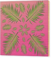 Plethora Of Palm Leaves 11 On A Magenta Gradient Background Wood Print