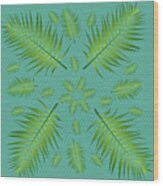 Plethora Of Palm Leaves 6 On A Diagonal Teal Background Wood Print