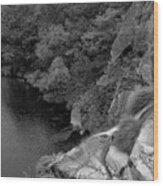 Poco Negro Waterfall From Above In Carvalhais Wood Print