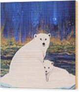 Polar Bears In The Arctic Wood Print