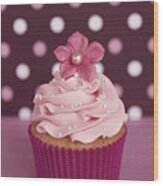 Polka Dot Cupcake Wood Print