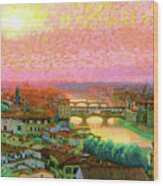 Ponte Vecchio Sunset Florence Wood Print