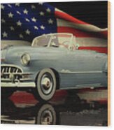 Pontiac Chieftain 1950 With American Flag Wood Print