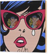 Pop Art Girl In Tears Wood Print