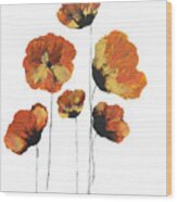 Poppies Aflame Wood Print