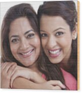 Portrait Of Mother And Daughter Smiling Wood Print