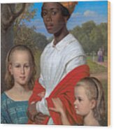 Portrait Of Otto Marstrand's Two Daughters And Their Nanny Wood Print