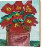 Potted Poinsettias Wood Print