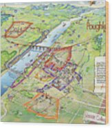 Poughkeepsie And Vassar College Illustrated Map Wood Print
