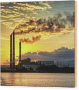 Power Plant Pollution Wood Print