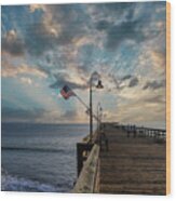 Powerful Clouds Over Ventura Pier Wood Print