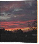Predawn Sky With Amazing Array Of Colors February 20 2021 Wood Print