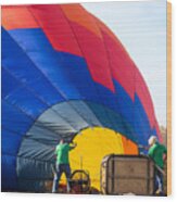 Preparing The Balloon For The Up Up And Away Florida Hot Air Ballon Festival Wood Print