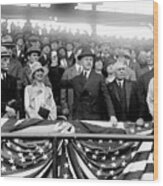 President Calvin Coolidge Throwing Out First Pitch - 1925 Wood Print