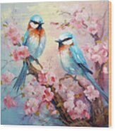 Pretty Bluebirds Wood Print