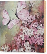 Pretty Pink Butterflies Wood Print