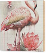 Pretty Pink Flamingo Wood Print