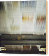 Printed Paper On Printing Press, Blurred Motion Wood Print