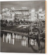 Pro Football Stadium Reflections - Nashville Tennessee Sepia 1x1 Wood Print
