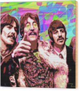 Psychedelic Beatles Wood Print