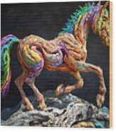 Psychedelic Driftwood Horse Wood Print