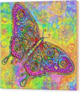 Psychedelic Paisley Butterfly Wood Print