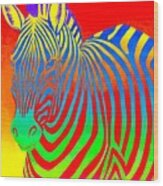 Psychedelic Rainbow Zebra Wood Print