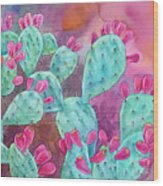 Psychodelic Opuntia Wood Print