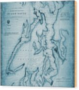 Puget Sound Washington State Us Coast Survey Vintage Map 1867 Blue Wood Print
