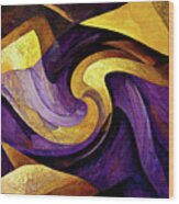 Purple And Gold Abstract 2 Wood Print