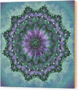 Purple And Green Mandala Wood Print