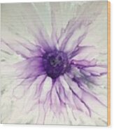 Purple And Silver Flower Wood Print