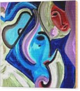 Purple-blue Jazz Faces Wood Print