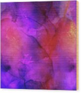 Purple, Blue, Red And Pink Fluid Ink Abstract Art Painting Wood Print