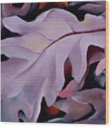 Purple Leaves - Abstract Modernist Nature Painting Wood Print