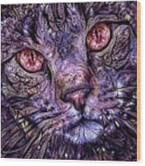 Purple Tabby Cat Wood Print