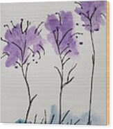 Purple Trees Wood Print