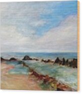 Push And Pull - Scenic Seascape Painting Wood Print