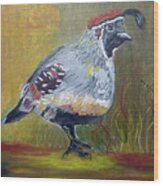 Bobby The Quail Wood Print