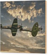 Raf Spitfire And Hurricane, World War 2 Fighter Aircraft Wood Print