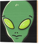 Raid Area 51 Alien Head Wood Print
